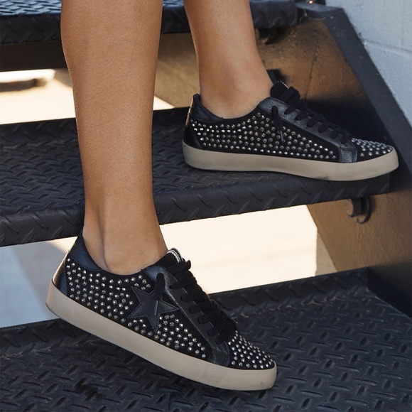 Black star Studded rockstar Women's Sneakers - Picture 2 of 10